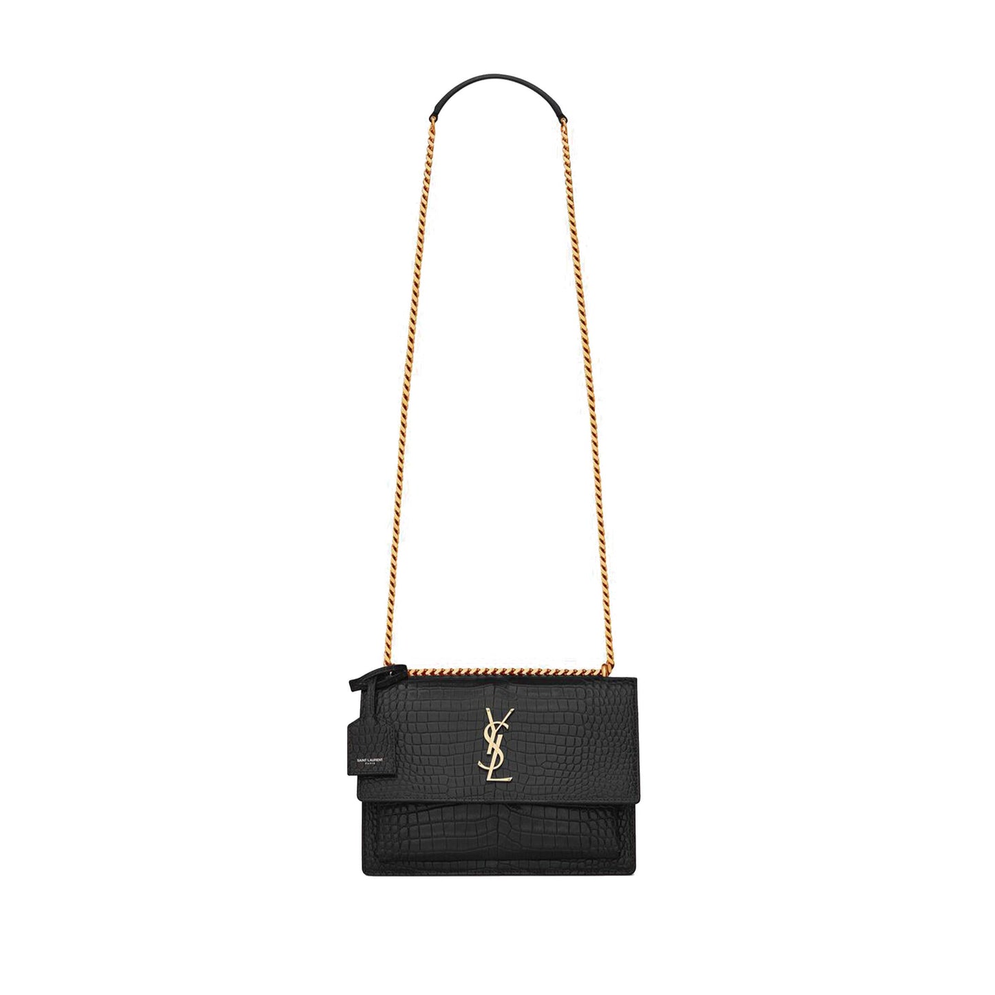 Y*L sunset medium chain bag in crocodile-embossed shiny leather 442906dnd0j1000 (22*16*6.5cm)