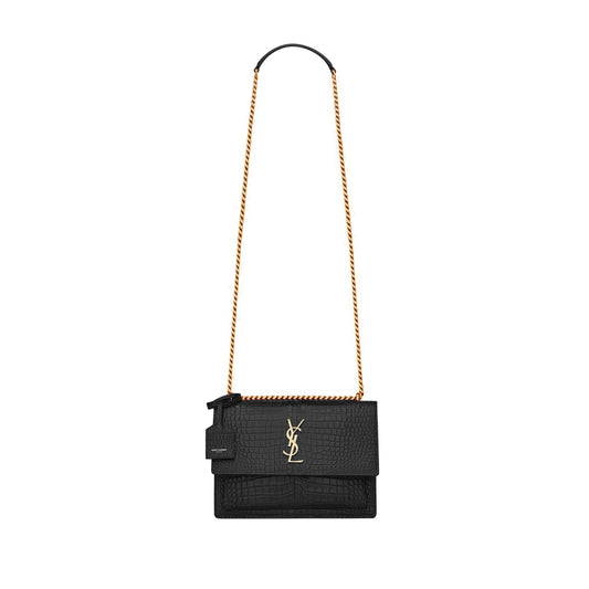 Y*L sunset medium chain bag in crocodile-embossed shiny leather 442906dnd0j1000 (22*16*6.5cm)