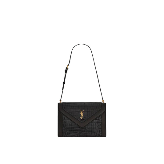 Y*L gaby satchel in crocodile-embossed lacquered leather and lambskin 695724dzeuw1000 (26*18*5cm)
