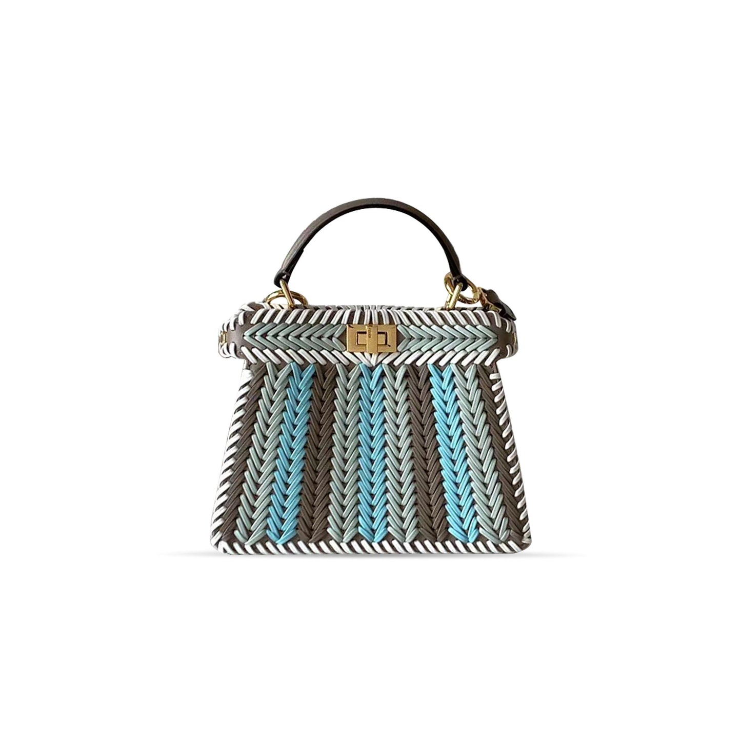 F**di peekaboo iseeu mini multicolorinterlaced leather bag 8bn335aw5pf1us6 (22*15.5*11cm)