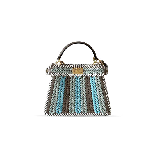 F**di peekaboo iseeu mini multicolorinterlaced leather bag 8bn335aw5pf1us6 (22*15.5*11cm)