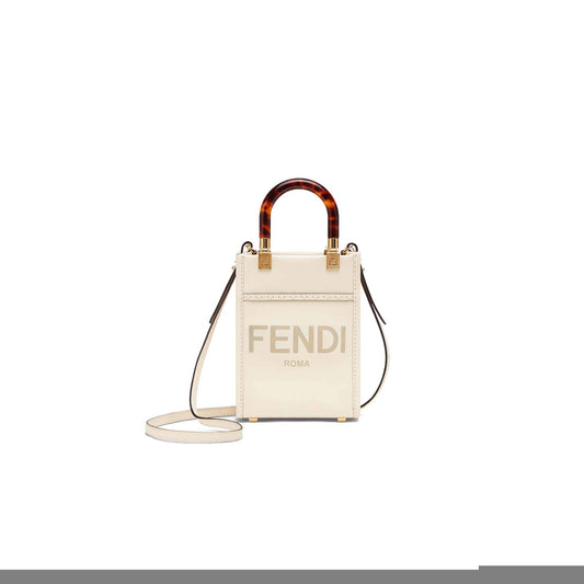 F**di mini sunshine shopper - white leather mini-bag 8bs051abvlf0k7e (18*13*6.5cm)