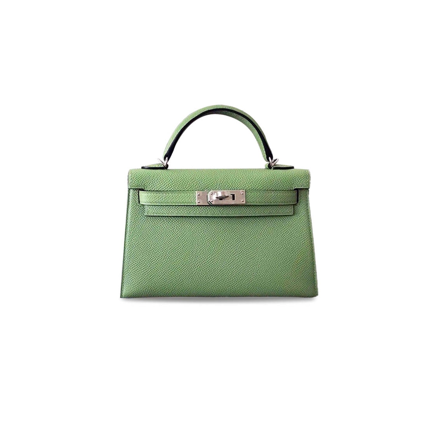 H**mes master mini kelly ii epsom avocado green silver buckle (19*12*5.5cm)
