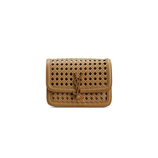 Y*L solferino small satchel in wicker and leather 634306 (19*13*5cm)