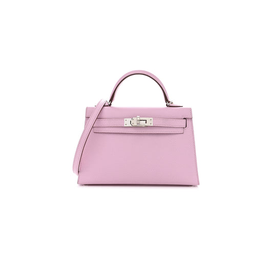 H**mes epsom mini kelly ll cherry blossom pink silver buckle (19*12*5.5cm)