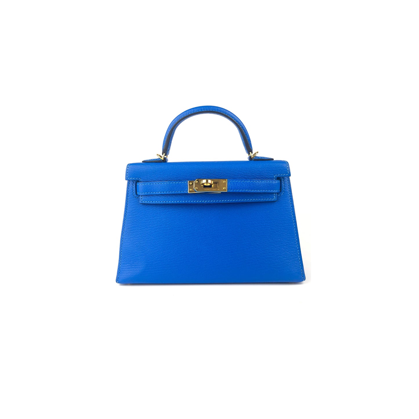 H**mes mini kelly ii blue hydra chÈvre leather gold hardware (19*12*5.5cm)