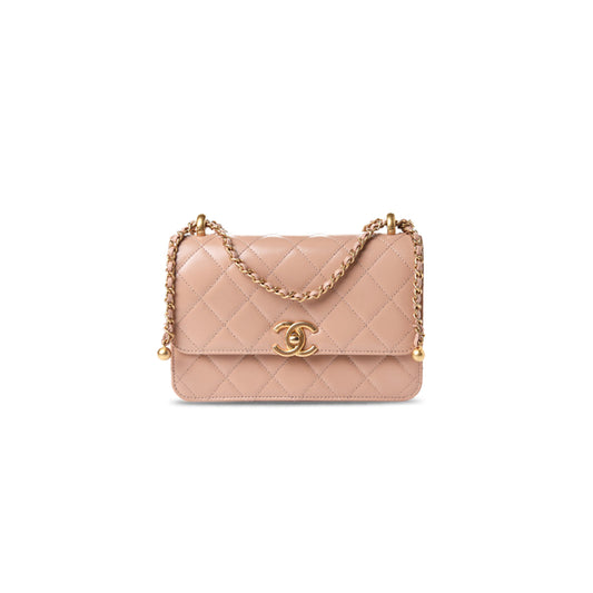 Ch*el calfskin quilted perfect fit flap beige (22*14*8cm)