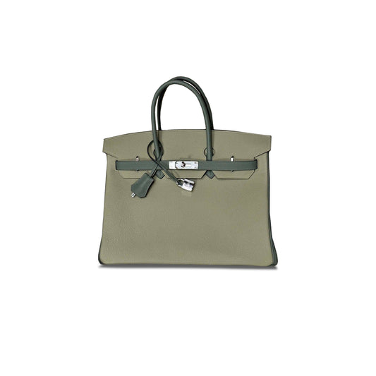 H**mes birkin 35 togo leather silver hardware almond green bag bk30c6epss (35*25*18cm)