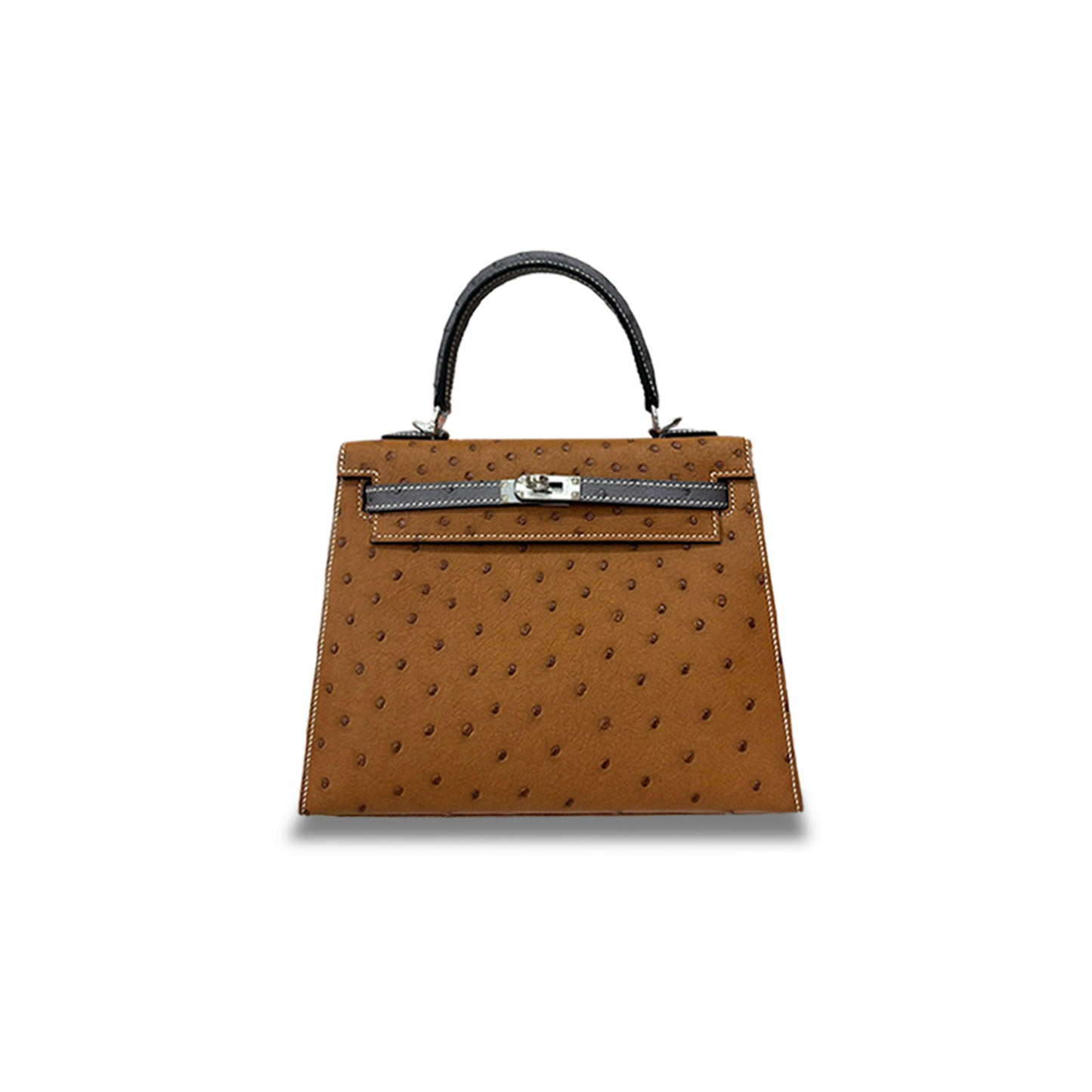 H**mes master ostrich leather gold 25 silver (25*17*7cm)
