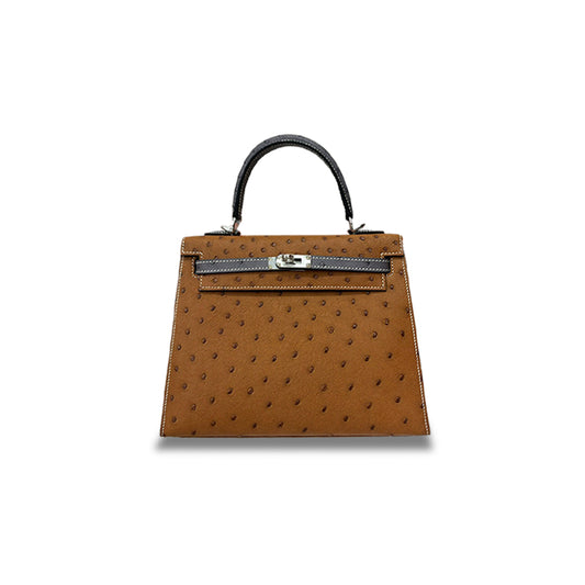 H**mes master ostrich leather gold 25 silver (25*17*7cm)