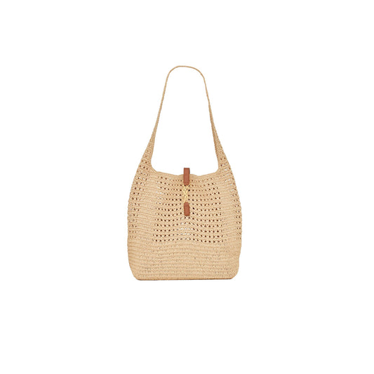 y*l le 5 À 7 S*pple in raffia crochet and smooth leather 690941gaaar2080 (37*30*14cm)