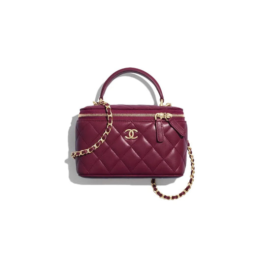 Ch*el vanity with chain lambskin burgundy ap2199 (17*9.5*8cm)