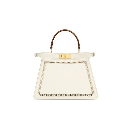 F**di fabric vitello ajour embroidered medium peekaboo i see u grezzo cuoio 8bn321aayof189s (33*25*12cm)