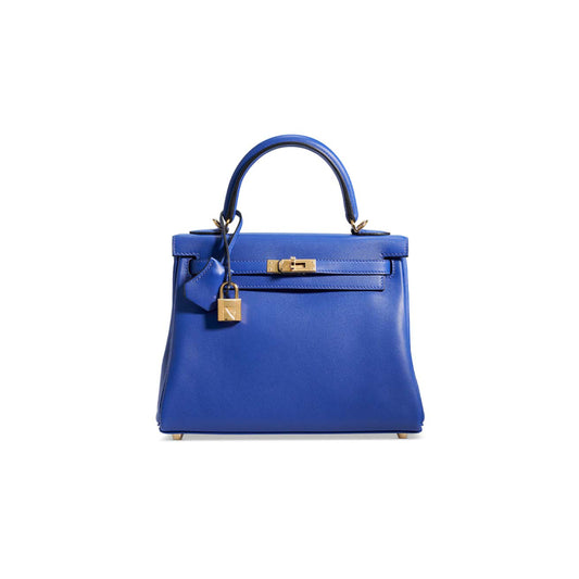 H**mes a bleu Électrique swift leather retournÉ kelly 28 with gold hardware (28*22*10cm)