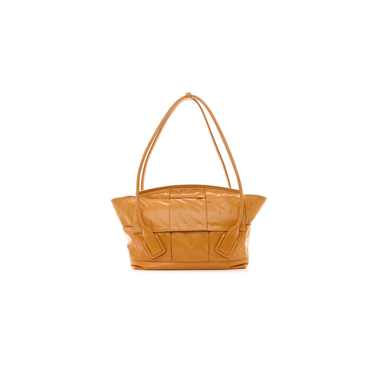 bo*te*ga Ve*ne*ta paper calfskin maxi intrecciato medium arco slouch yellow (32*27*11cm)