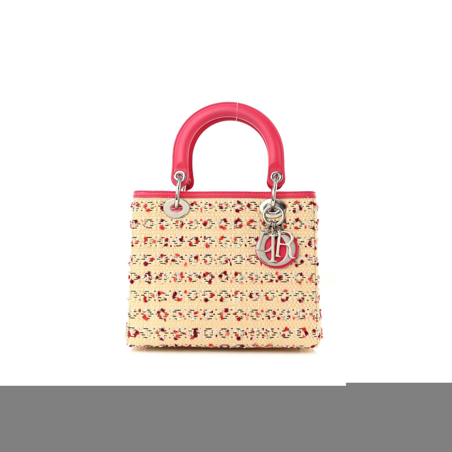 D*or raffia tweed medium lady D*or pink beige (24*20*12.1cm)