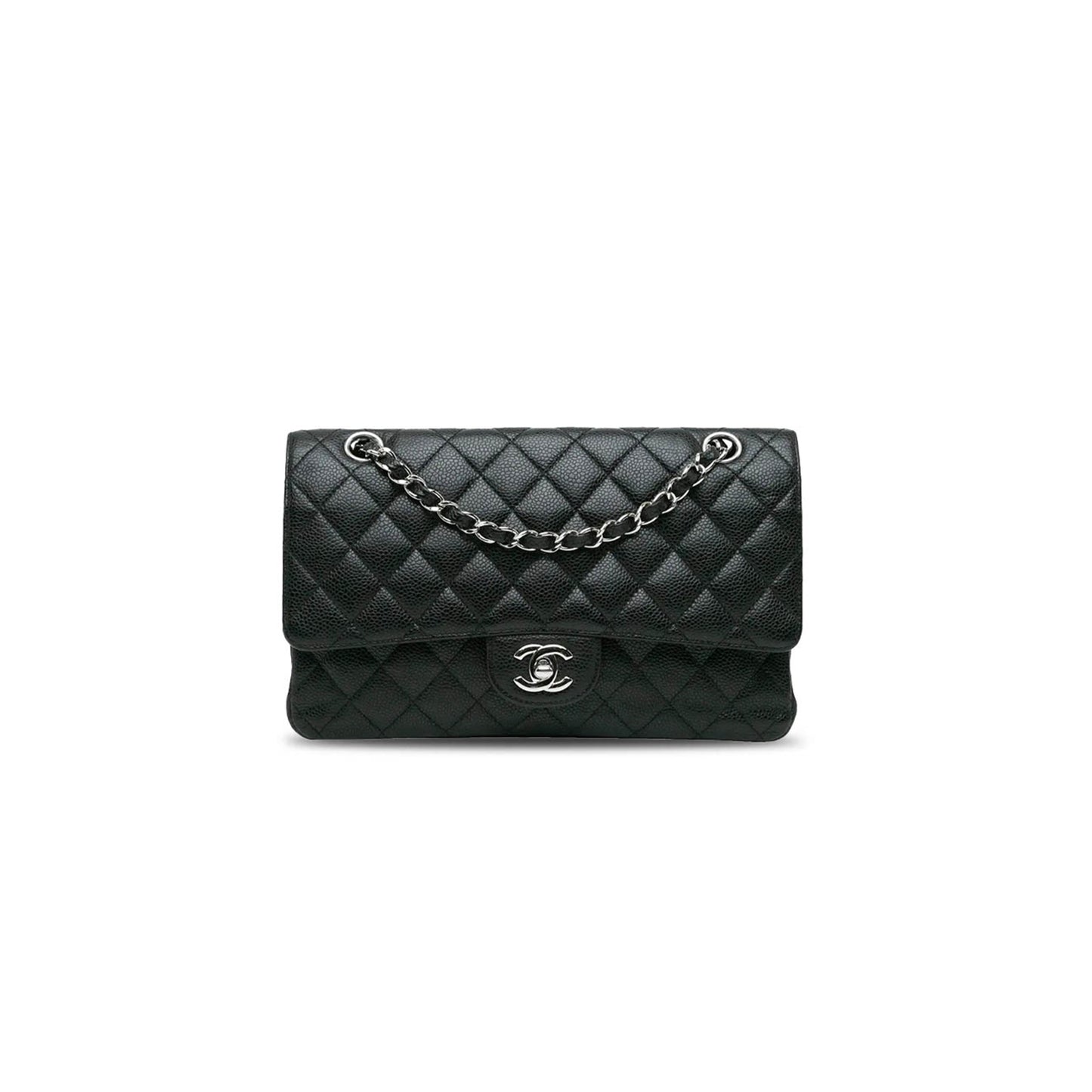 Ch**el master medium classic flap black caviar silver hardware (25.5*16*7.5cm)