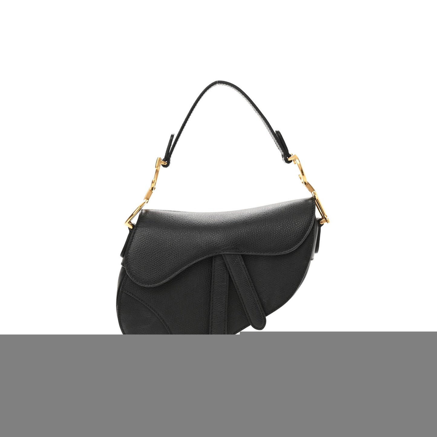 D*or grained calfskin mini saddle bag black (18*16*5.1cm)