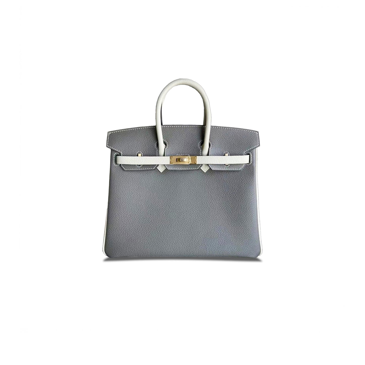 H**mes master birkin 30 togo leather pewter grey and milkshake white gold buckle bag 3587780418 (30*23*15cm)