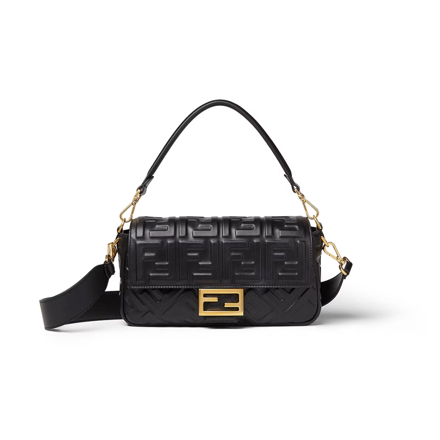 F**di baguette black leather bag 8br600at57f15zw (27*15*6cm)