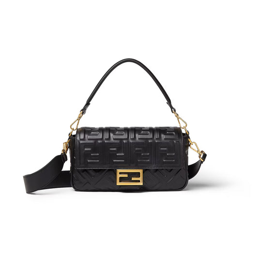 F**di baguette black leather bag 8br600at57f15zw (27*15*6cm)