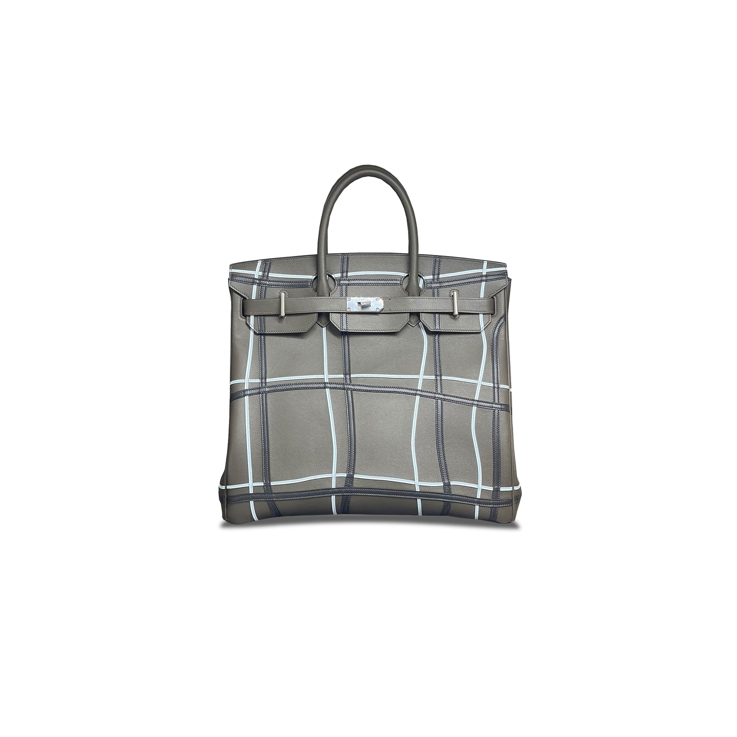 H**mes master birkin 40 swift leather grey green bag 1004697438 (40*40*23cm)