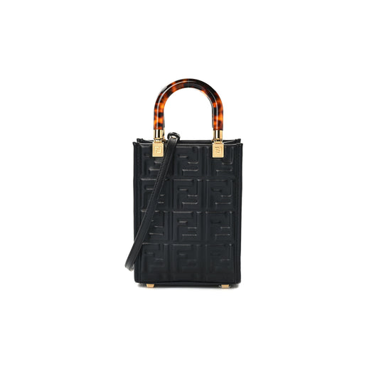F**di ff zucca leather mini sunshine shopper tote crossbody bag (17*13*5cm)