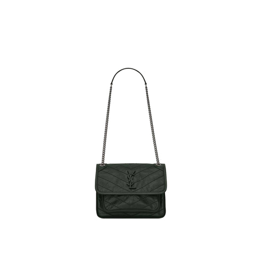 Y*L niki baby chain bag in crinkled vintage leather 5330370en043045 (21*16*7.5cm)