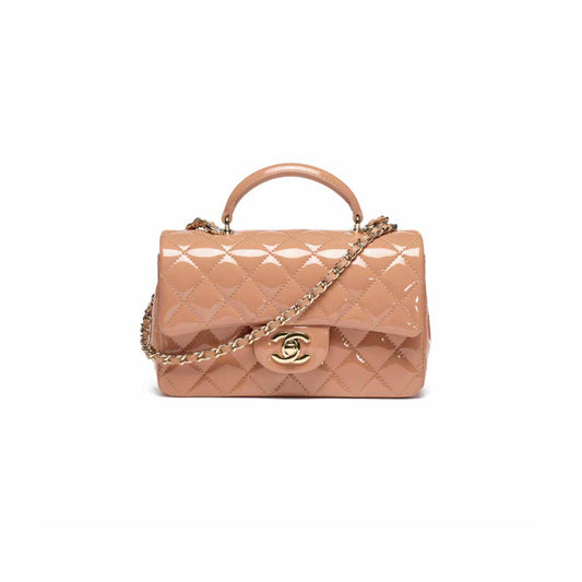 Ch*el mini classic handbag with top handle as2431 (20*12*6cm)