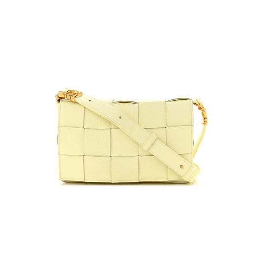 bo*te*ga Ve*ne*ta grained calfskin maxi intrecciato cassette crossbody bag ice cream (23*15*5.5cm)