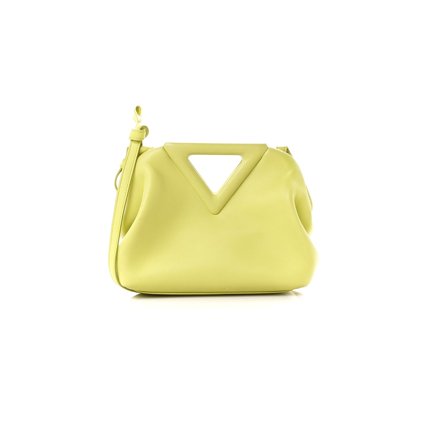 bo*te*ga Ve*ne*ta calfskin small the point triangle bag seagrass 1413556 (20*18*8cm)
