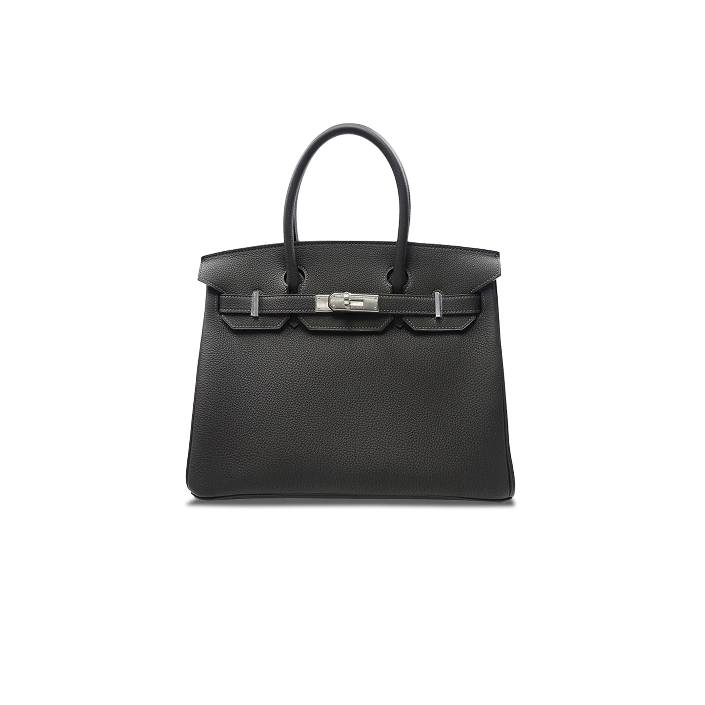 H**mes master birkin 30 outer seam epsom leather ck89 noir black silver buckle 101329 (30*22*15cm)