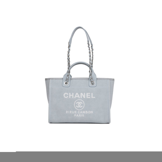 Ch*el master 22a grey deauville shopping tote small silver as3257 (37*32*18cm)