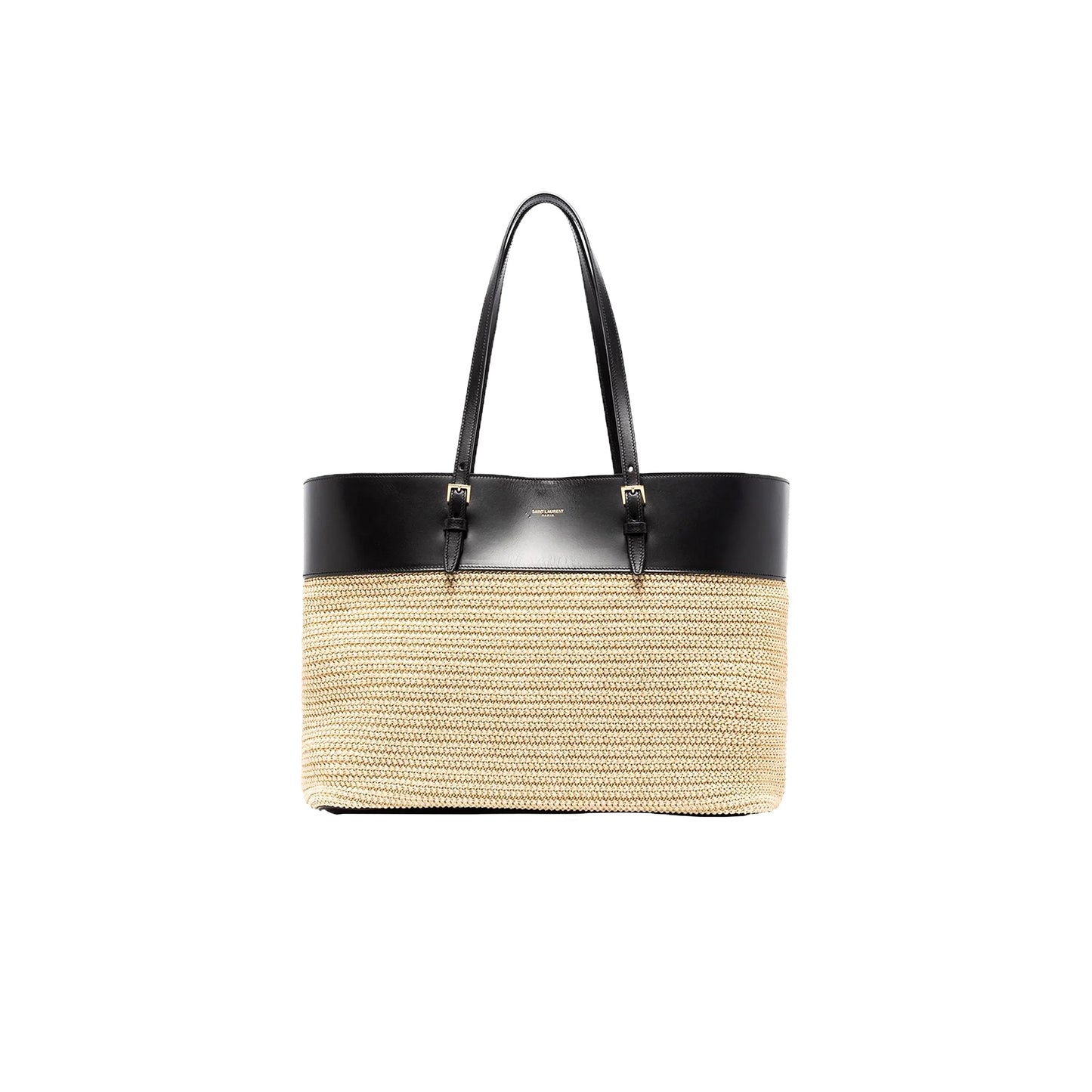 y*l shopping Sa**t Lau*nt in raffia and leather 6089629ob8j2074 (37*28*13cm)