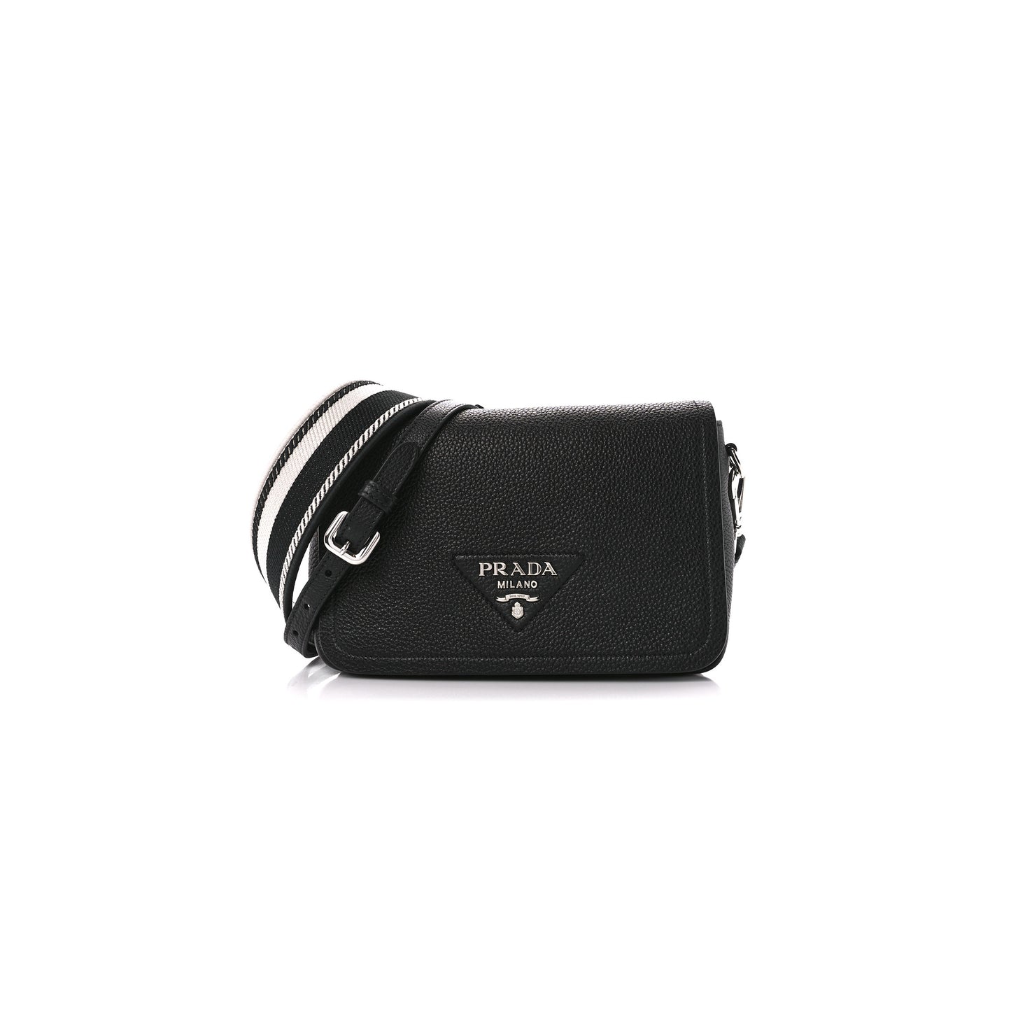 Pra*a vitello daino flou flap crossbody black (23*15*8cm)