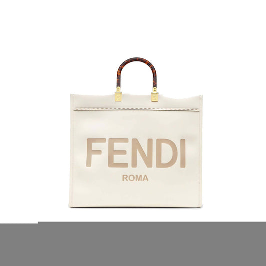 F**di large F**di sunshine - white leather shopperx 8bh372abvlf0k7e (40.5*35*21.5cm)