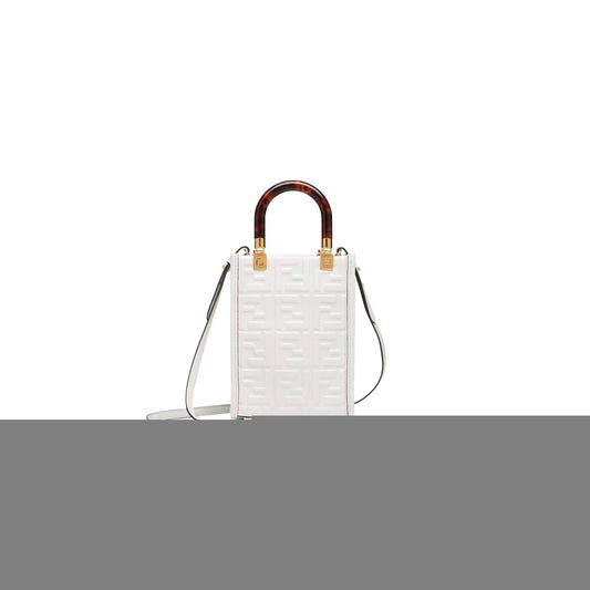 F**di mini sunshine shopper - white leather mini bag 8bs051amcif0qvl (18*13*6.5cm)