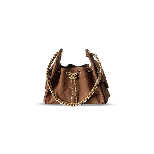 Ch*el 25 mini hobo bag suede and calfskin as5631 02 (22*20*12.5cm)