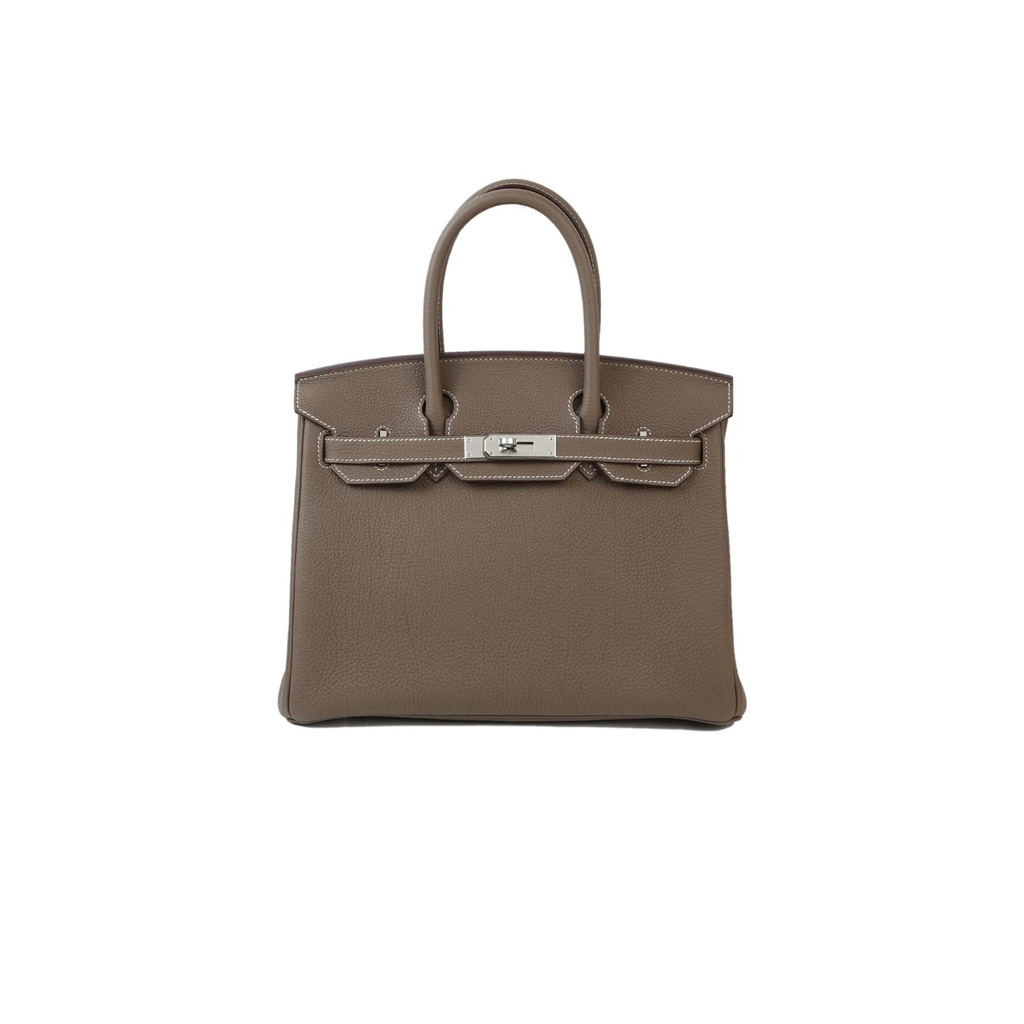 H**mes birkin 30 togo leather elephant grey silver buckle bag h028369ck18 (30*22*16cm)
