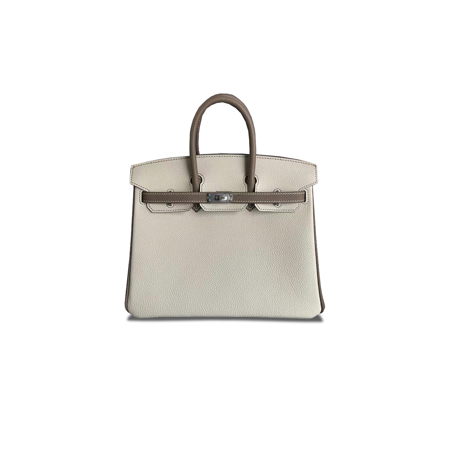 H**mes master birkin 25 hss togo 10 elephant gray silver buckle bag 7275342415 (25*20*13cm)