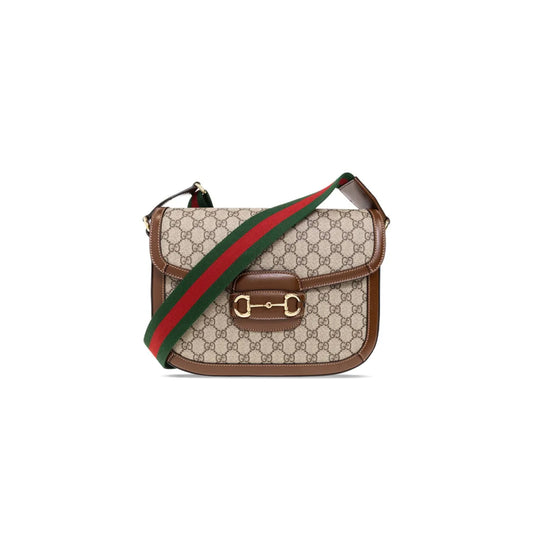 G*u*i horsebit 1955 canvas with leather shoulder bag 700457 (30*21*7.5cm)