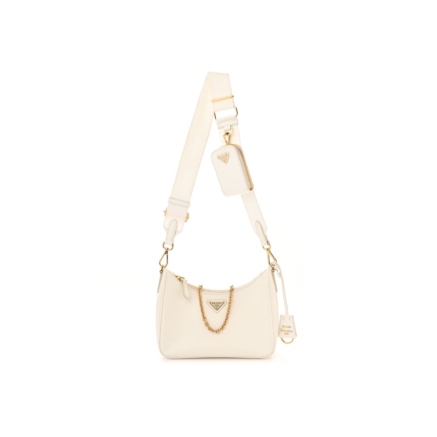 Pra*a saffiano re-edition 2005 shoulder bag white (23*17*6cm)