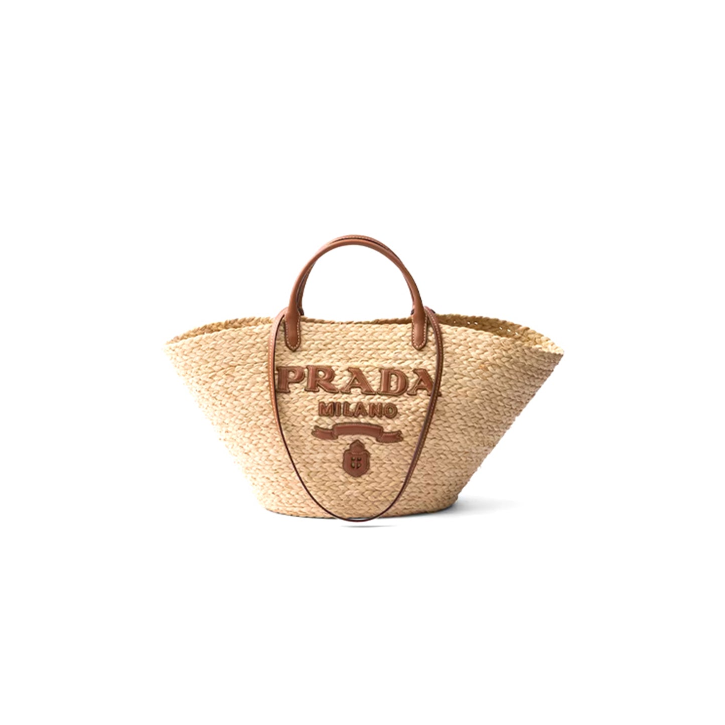 Pra*a large raffia and leather shopping bag 1bg470 (25*25*15cm)