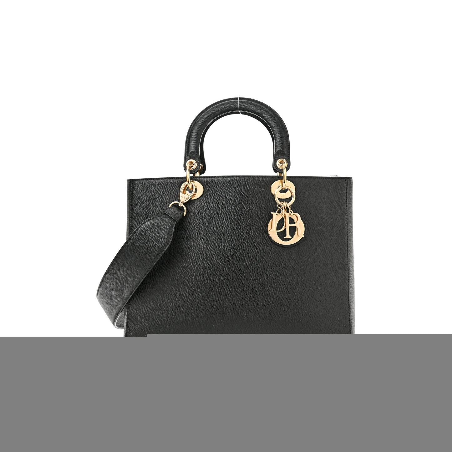 D*or grained calfskin large lady D*or black (32*24*12.1cm)
