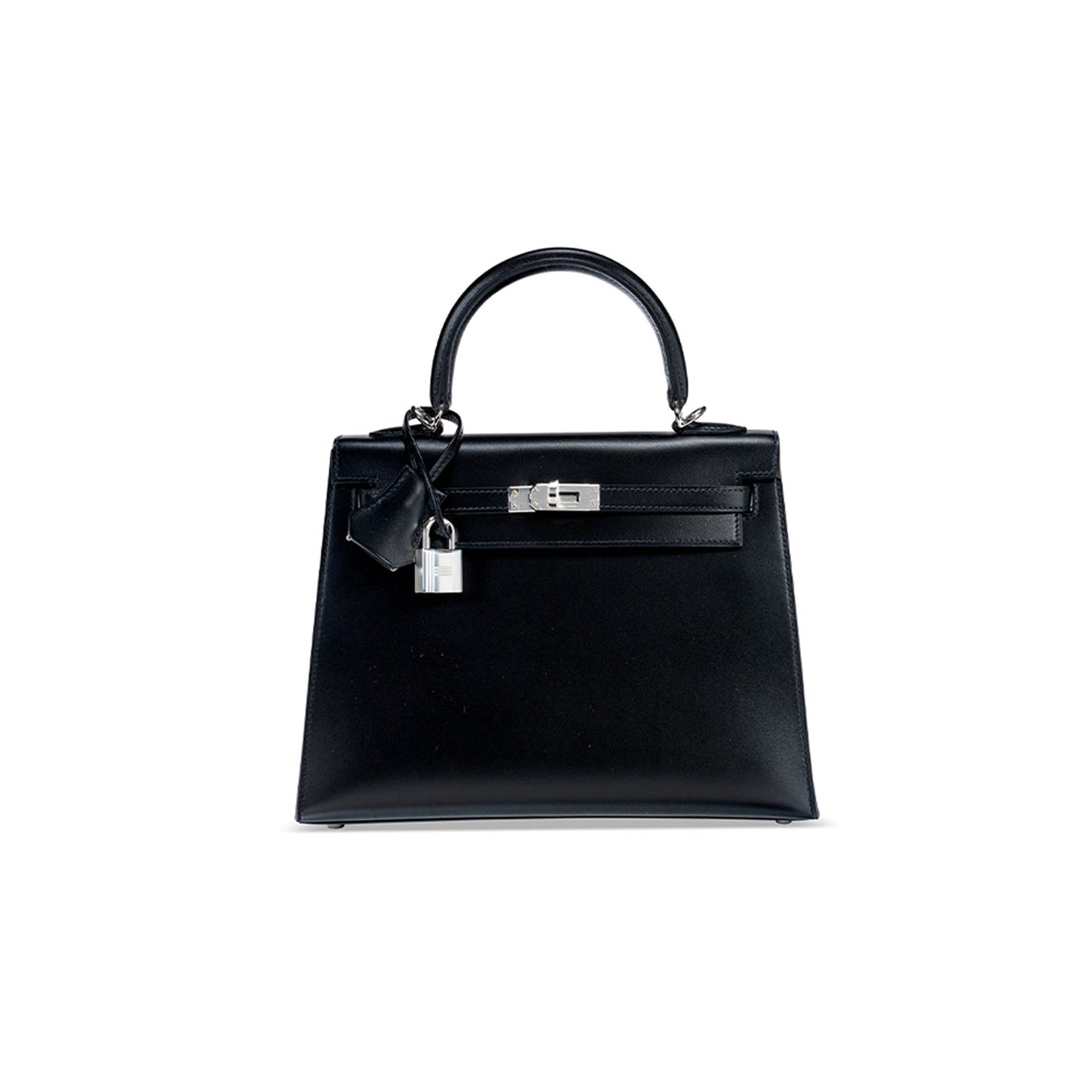 H**mes a black tadelakt kelly 25 box with palladium hardware (25*17*7cm)