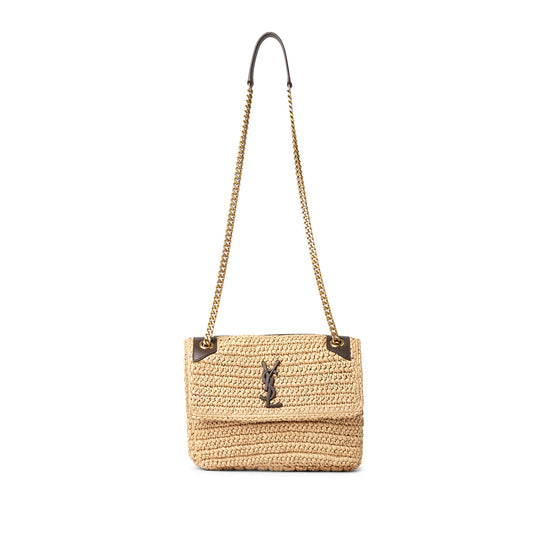 Y*L niki raffia shoulder bag in beige 098096618922 (22*16.5*12cm)