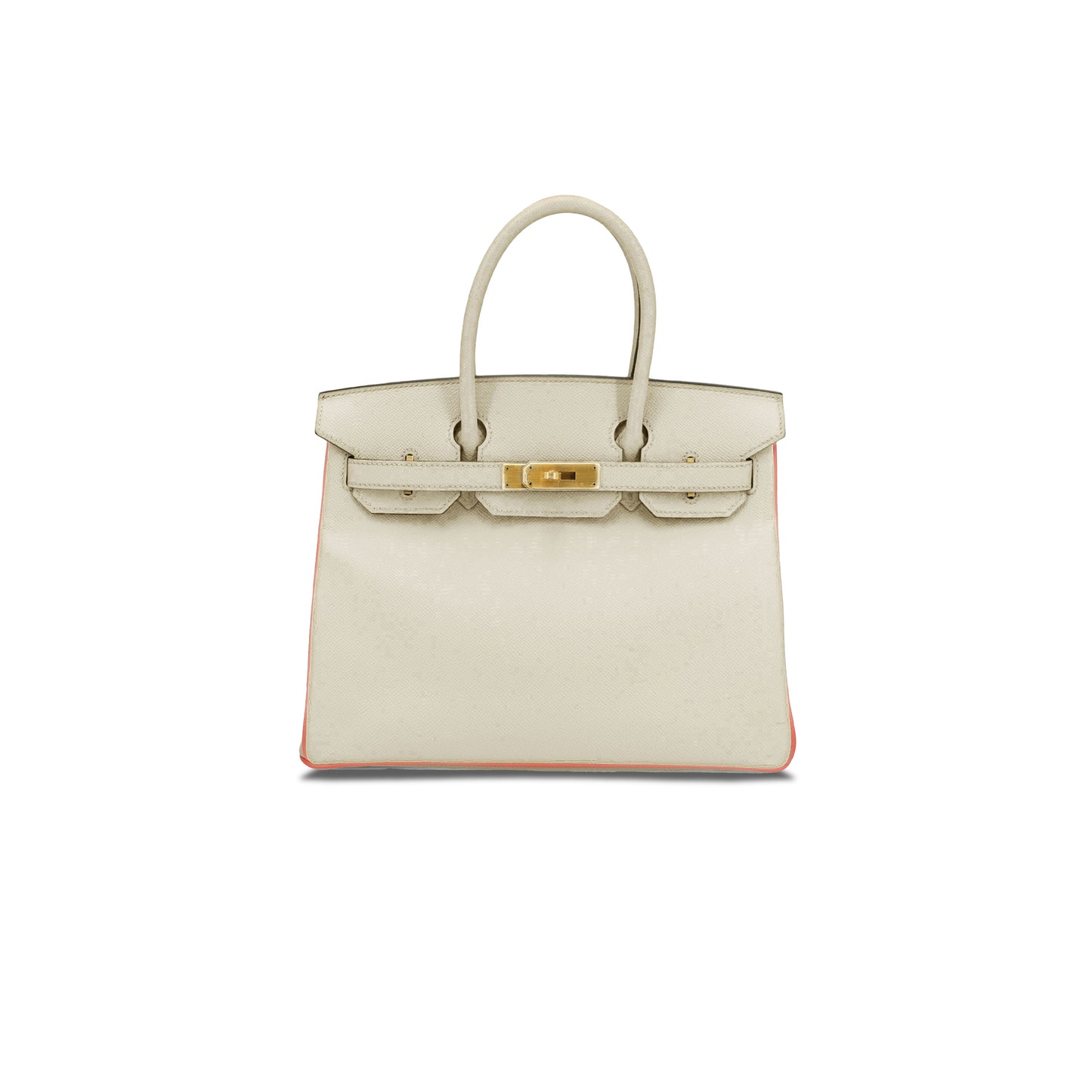 H**mes master birkin 25 togo leather milkshake white with rose purple gold buckle luxury bag amh3187 (25*20*13cm)