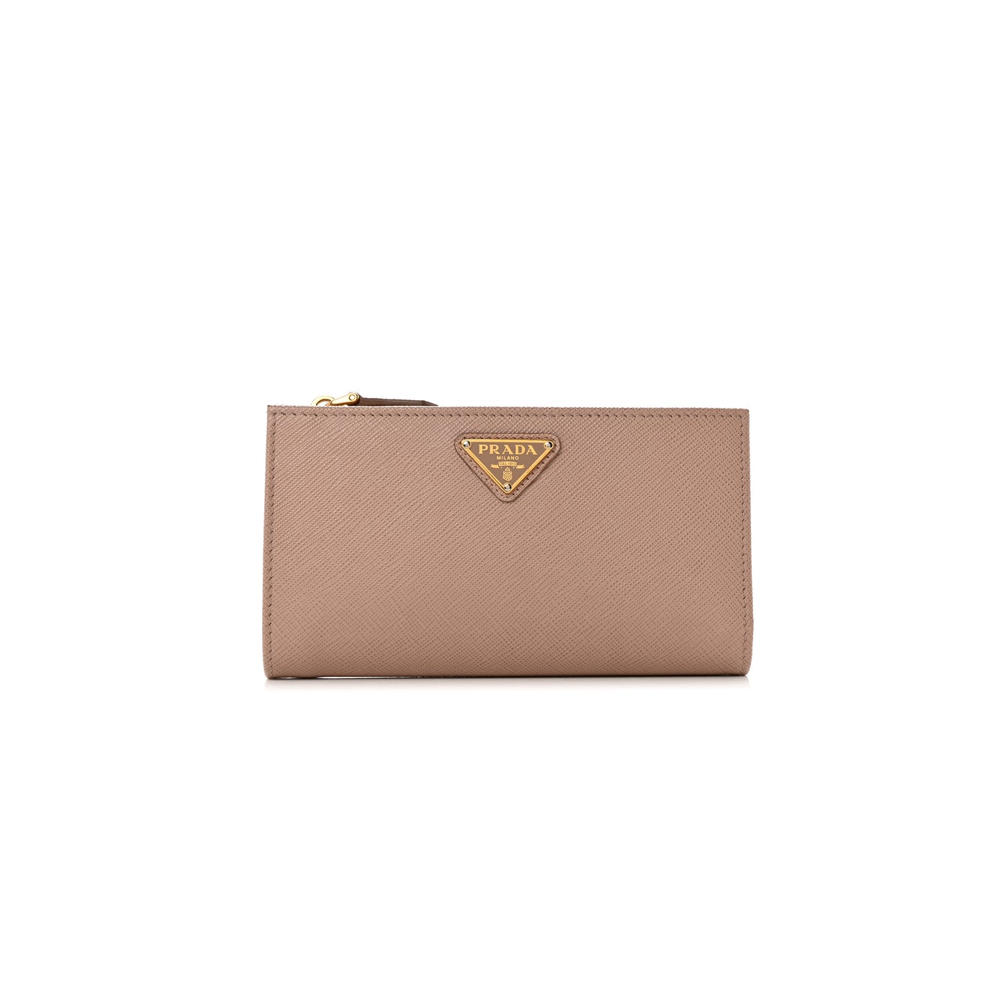 Pra*a saffiano triangle continental zip wallet powder pink (16*9*2cm)