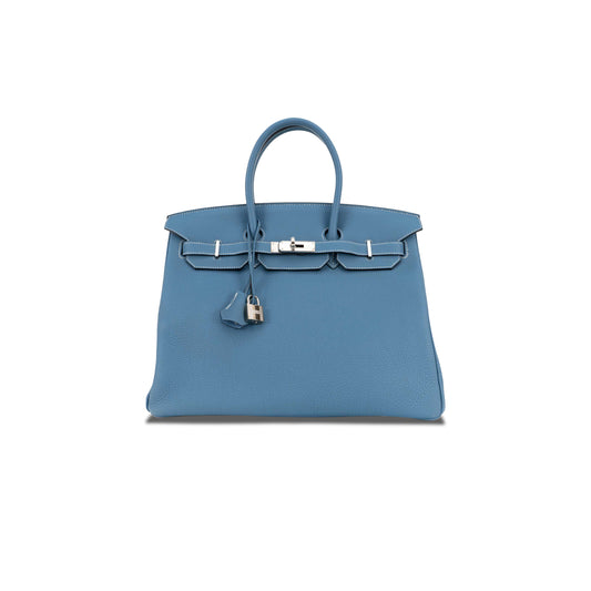 H**mes birkin 35 togo blue jean silver buckle bag h028369ck75 (35*25*19cm)