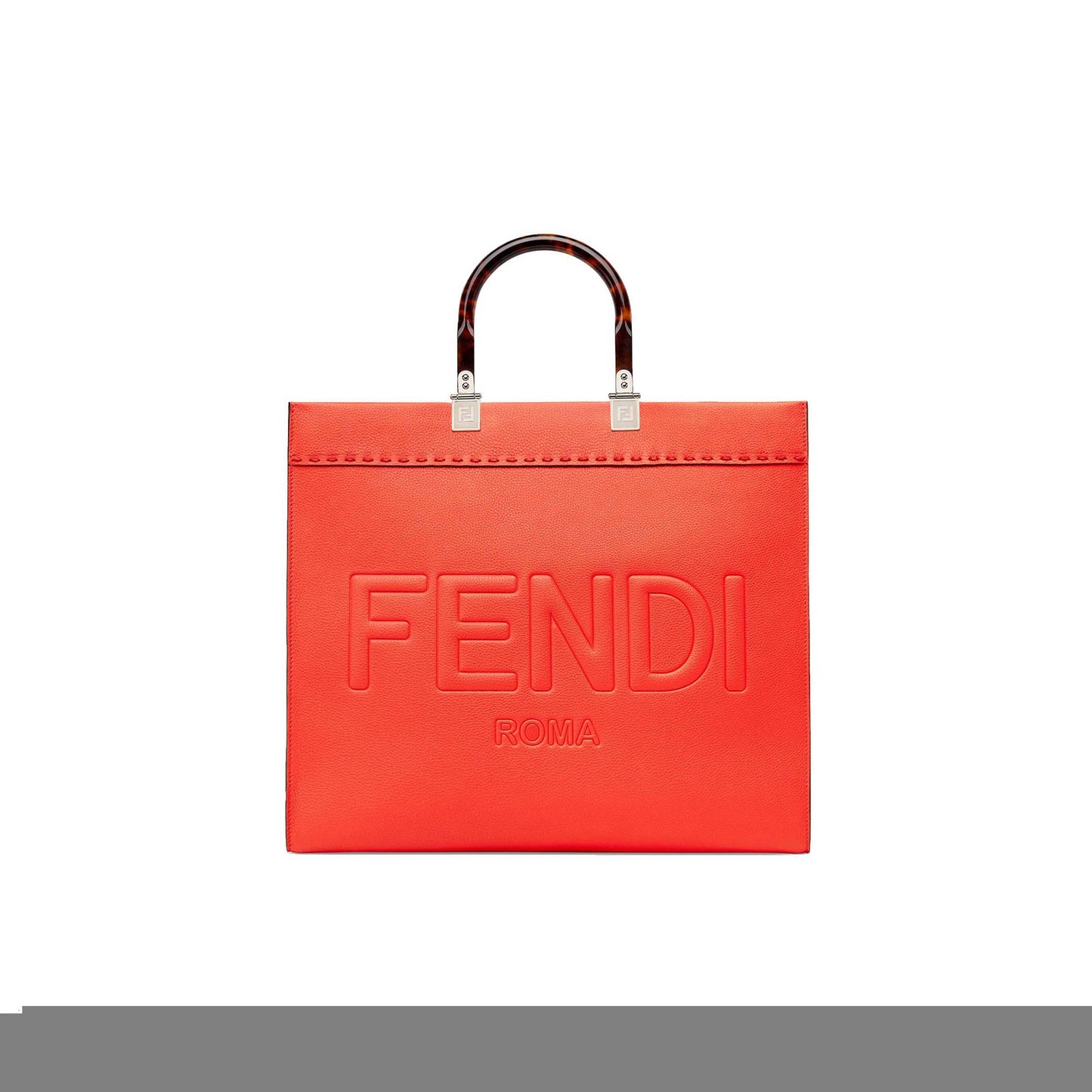 F**di sunshine medium - red full grain leather shopper 8bh386alfyf0h46 (35*31*17cm)